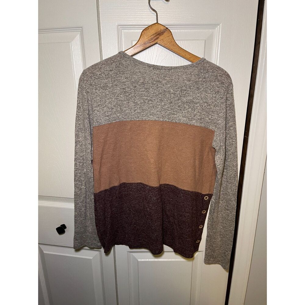 Pink Clover Colorblock Long Sleeve Knit Top Womens Medium Boho Casual